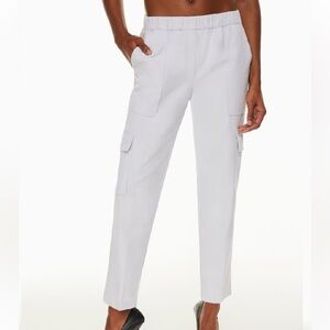 Babaton Titan cargo pants silk Aritzia white elastic waist sz 6